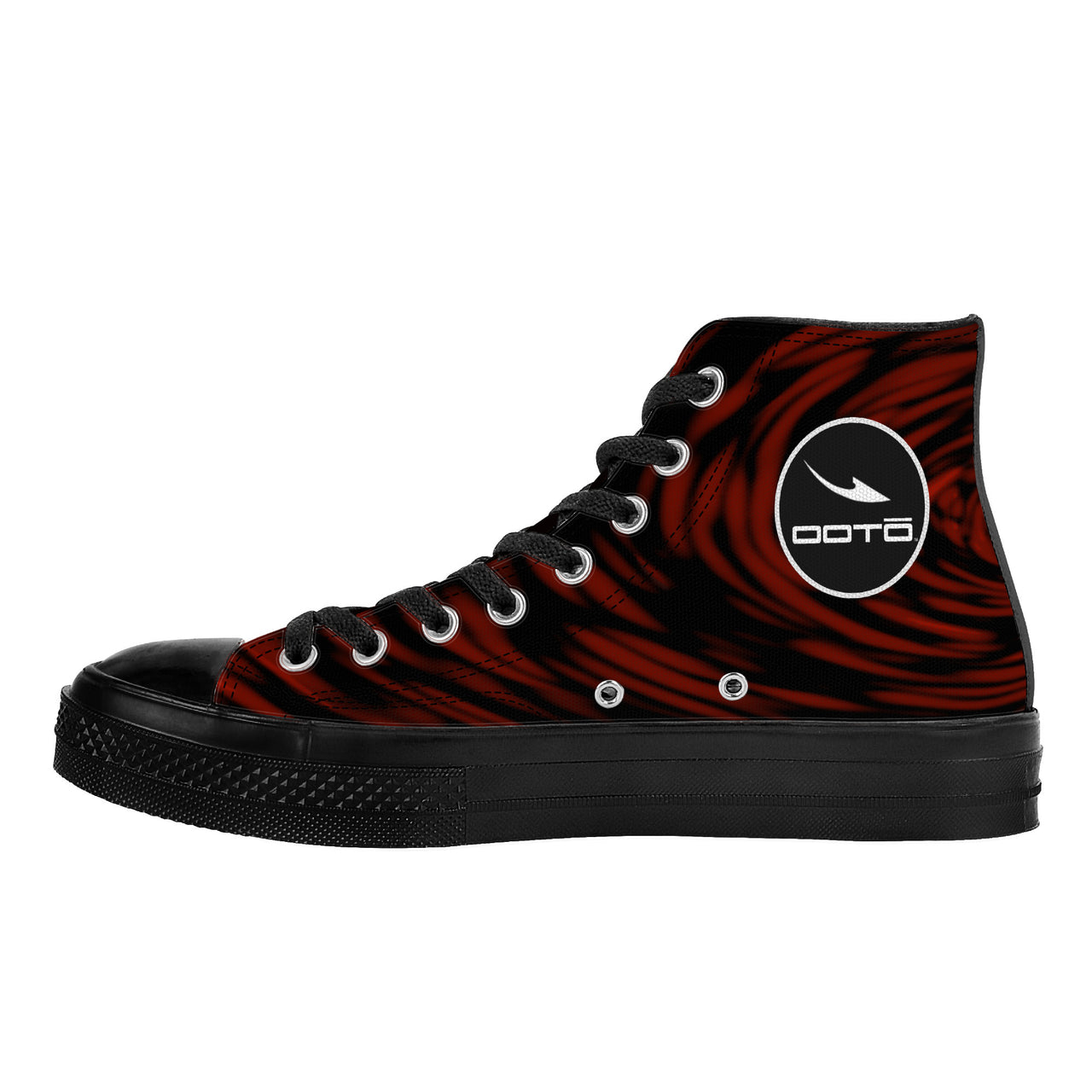 OOTO - A DARK RED EDDY - High Top Canvas Shoes  -  Black soles - 1 COLOR -