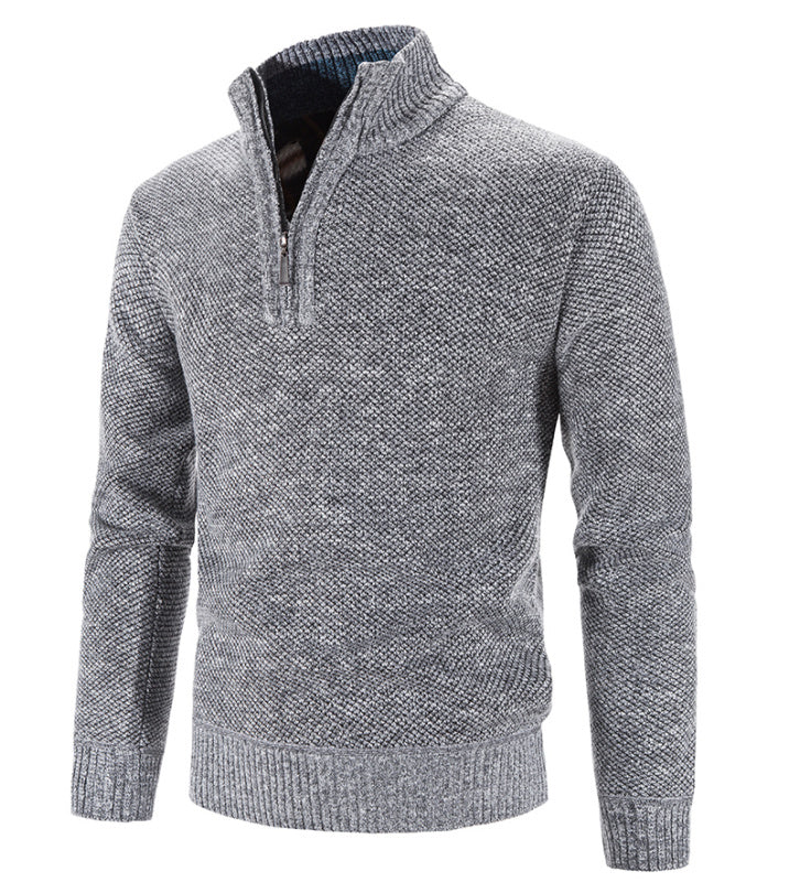 Half turtleneck sweater men's zipper sweater slim fit - K - 3 COLORS -