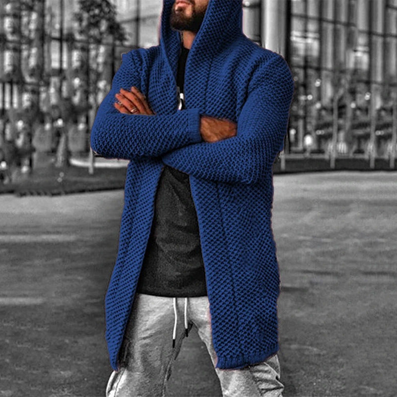 Men's hooded long sleeve knitted sweater cardigan - K - 6 COLORS -