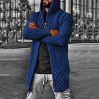 Thumbnail for Men's hooded long sleeve knitted sweater cardigan - K - 6 COLORS -