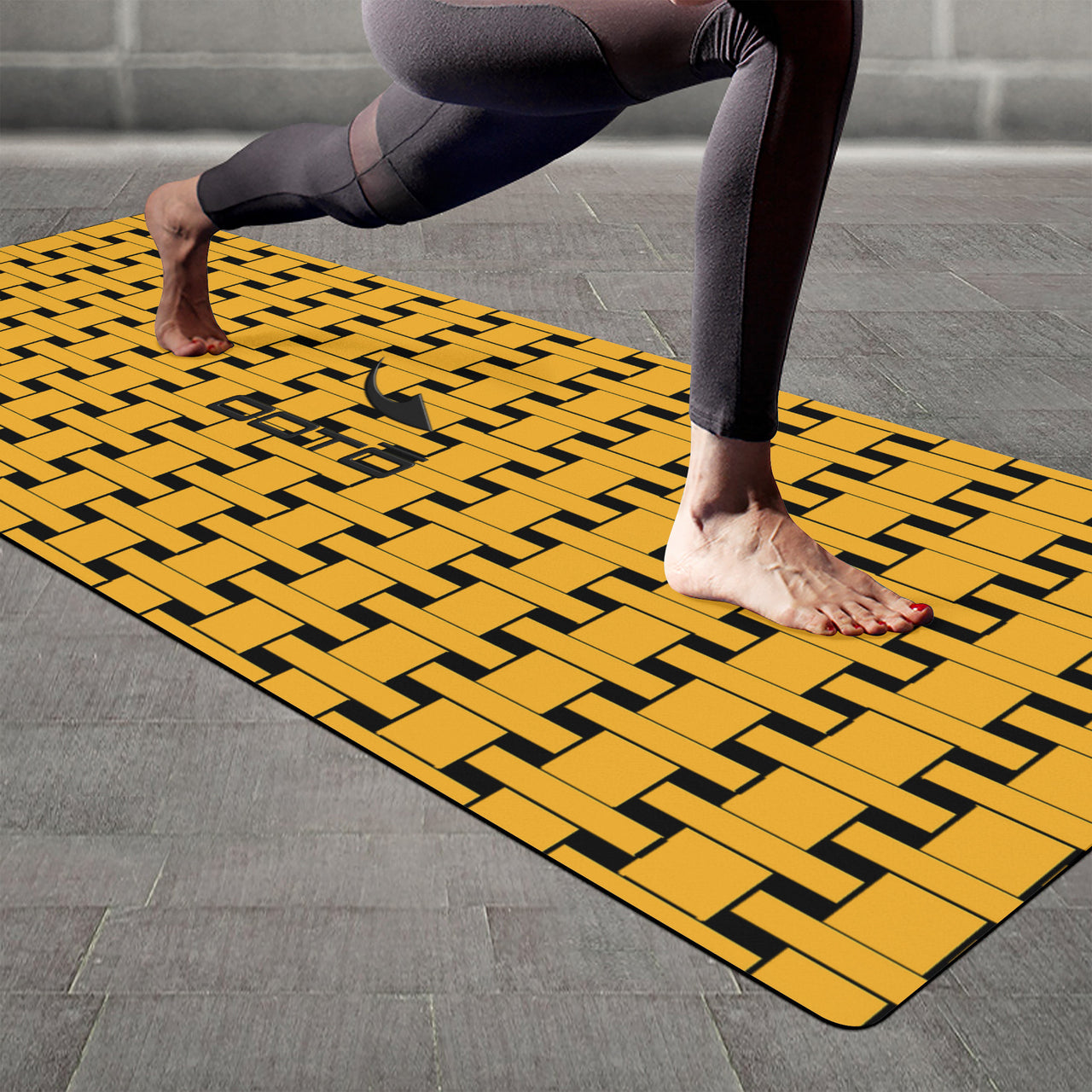 OOTO - Yoga Mat - Yellow weave on Black -