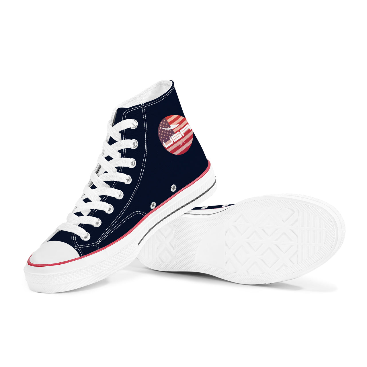 OOTO - High Top Canvas Shoes - USA DASH - White soles - 1 COLOR -