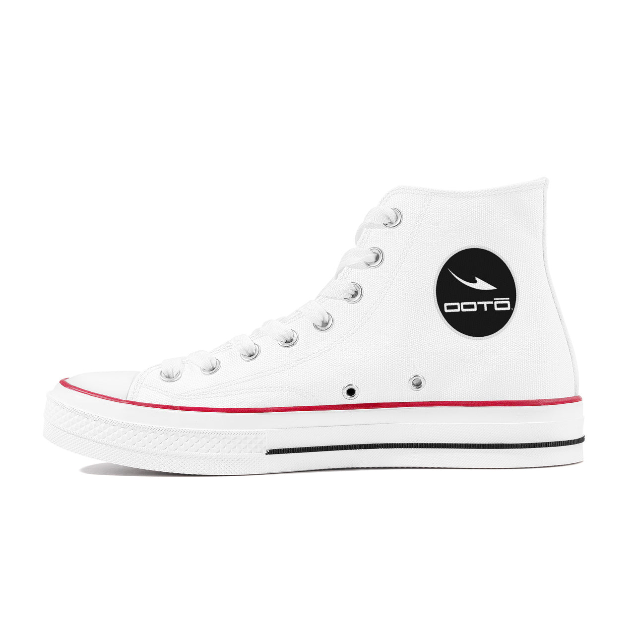 OOTO - CLASSIC B & W OVER WHITE - D70 High Top Canvas Shoes - White soles - 1 COLOR -