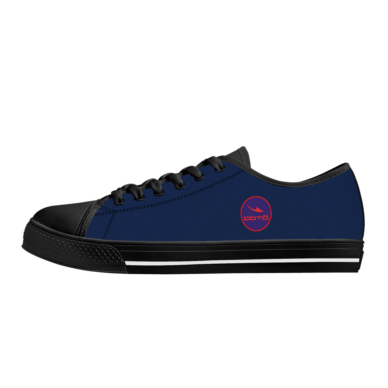 OOTO -  Low-Top Canvas Shoes - CLASSIC B & R - Black soles - 1 COLOR -