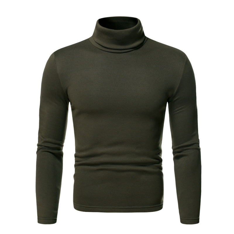 Men's fleece pullover turtleneck knitted top - K - 6 COLORS -