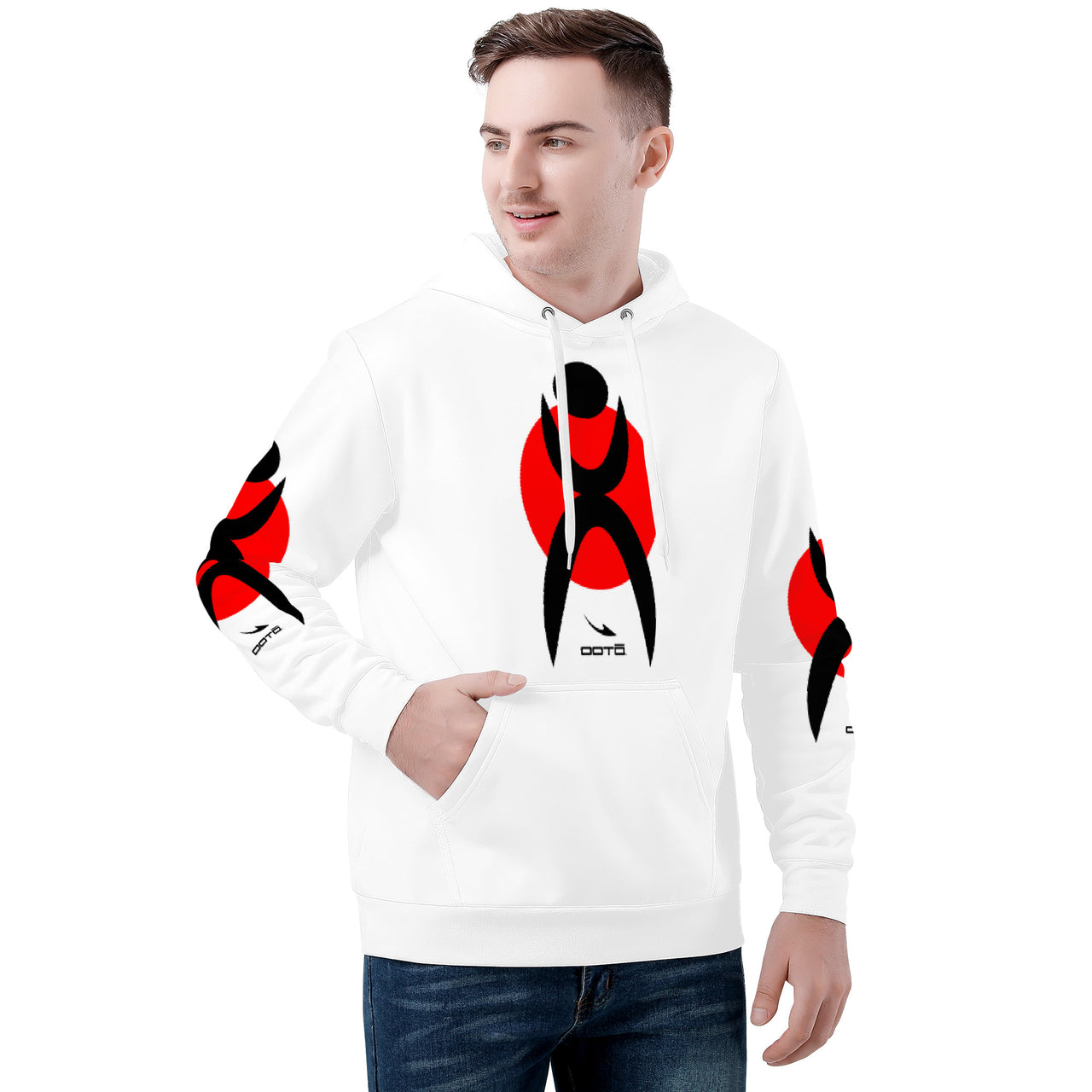 OOTO - GLYPHIC EN BLACK OVER RED - Men's Hoodie - 1 COLOR -