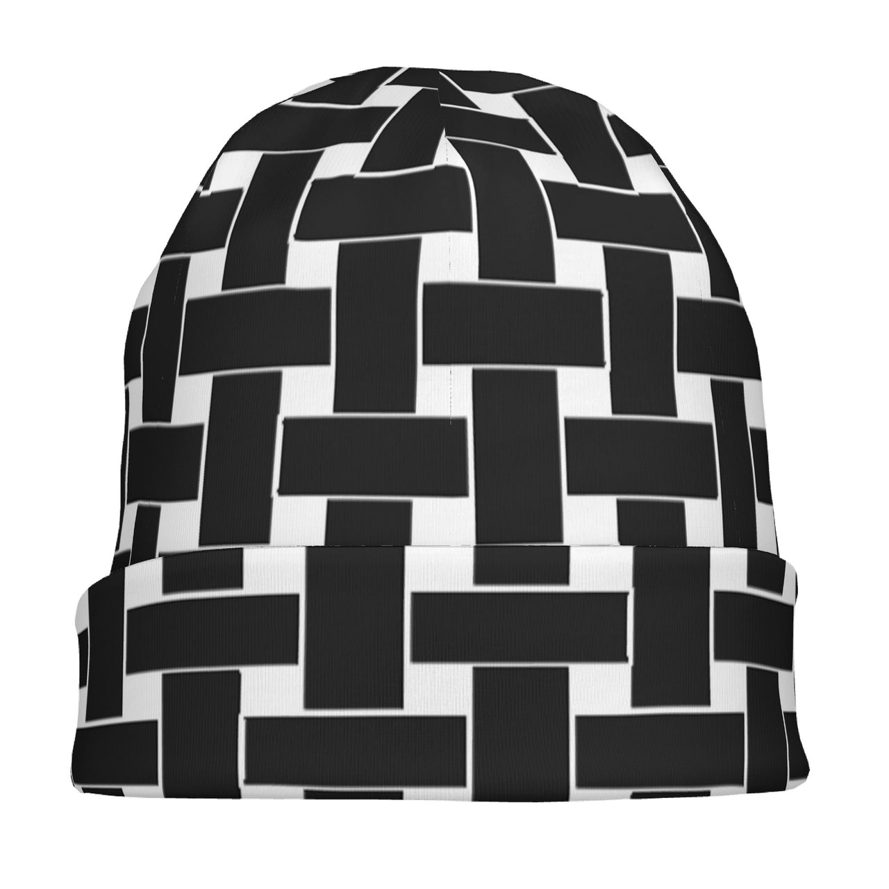 OOTO - BLACK WEAVE ON WHITE - HC_T6 Adult Knitted Beanie - 1 COLOR -