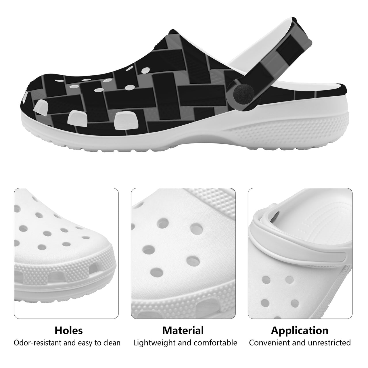 OOTO - BLACK WEAVE - WITH (OPTIONAL) PIVOTING HEEL STRAP - SF_S48_Crocs Clogs