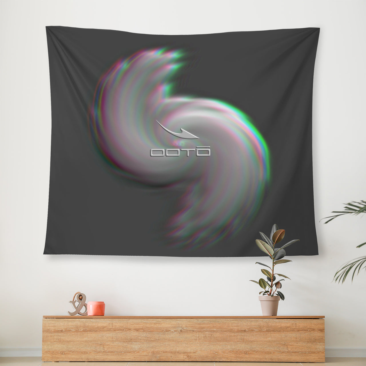 OOTO - Wall Tapestry - GRAY SUN CLOUD IN A GLITCH - 3 SIZES -