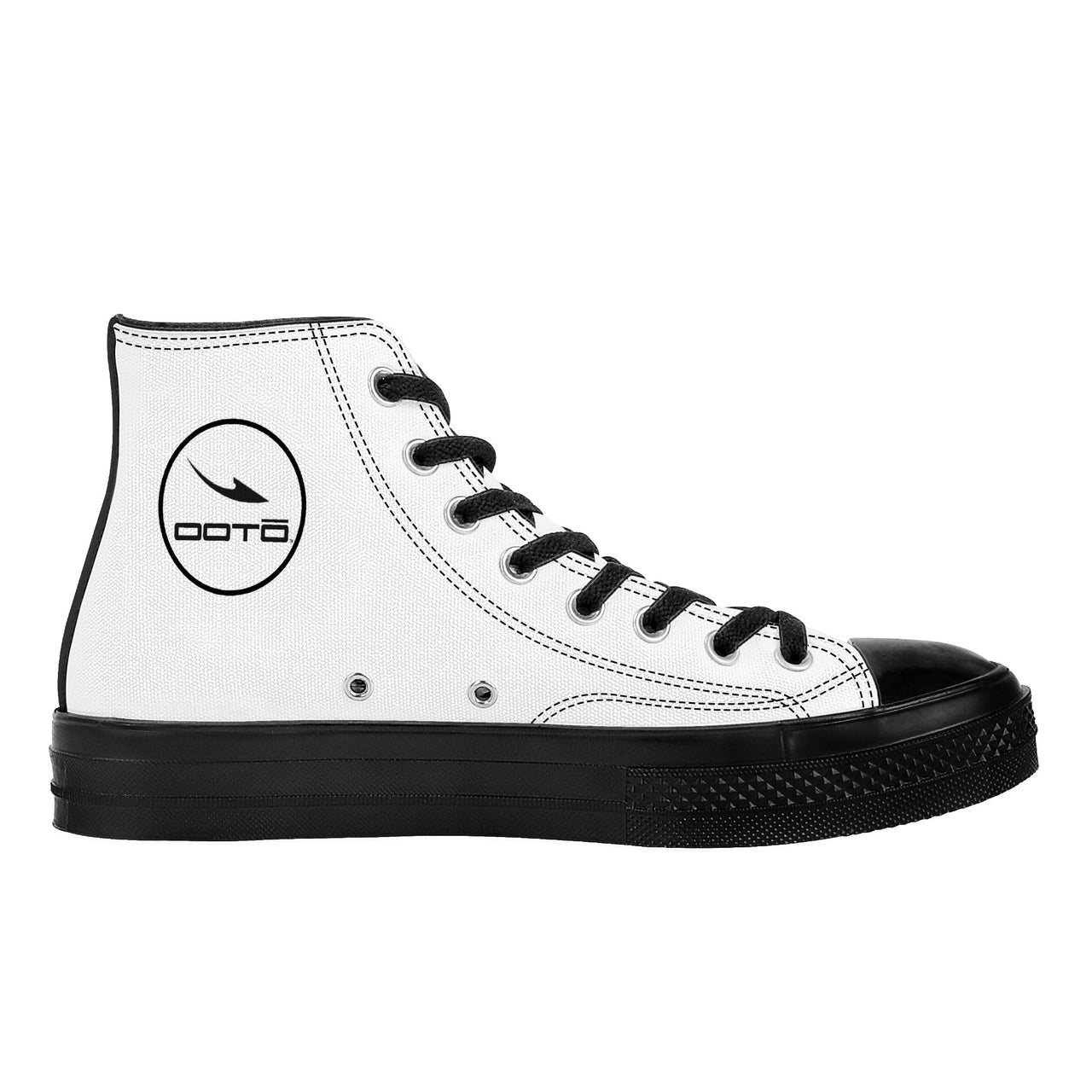 OOTO - High Top Canvas Shoes - CLASSIC B & W - Black soles - 1 COLOR -