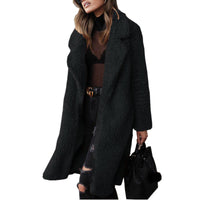 Thumbnail for Women's loose long sleeve lapel plush jacket - K - 5 COLORS -