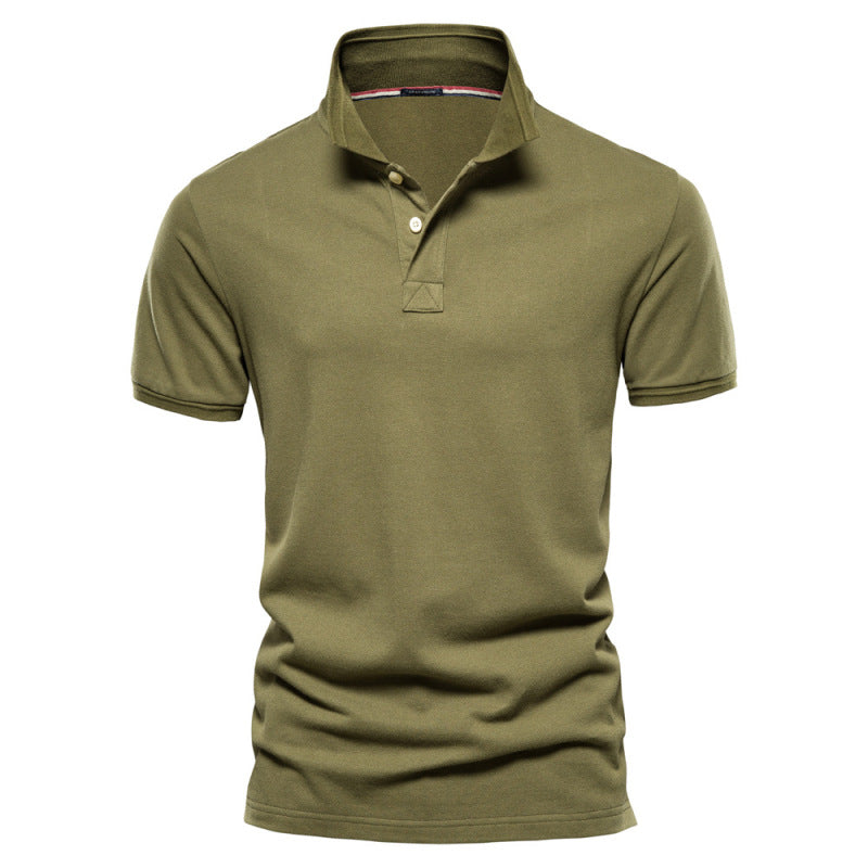 Men's solid color lapel casual short-sleeved POLO shirt - K - 7 COLORS -