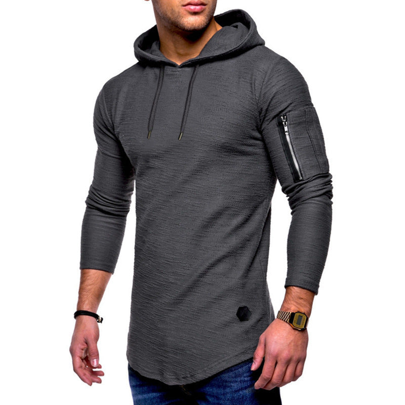 Men's Army Arm Zip Pocket Pullover Hoodie - K - 5 COLORS -