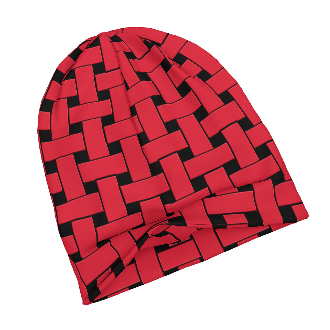 OOTO - RED WEAVE ON BLACK - HC_T6 Adult Knitted Beanie - 1 COLOR -