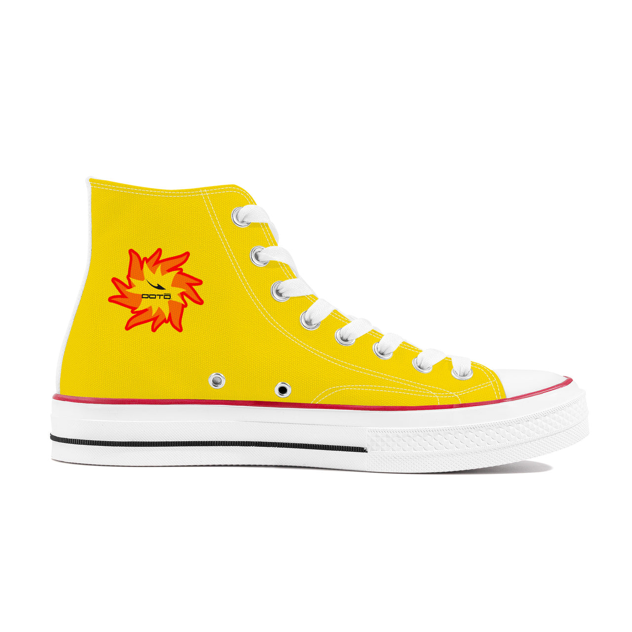 OOTO - High Top Canvas Shoes - CRAWLING SUN -YELLOW - White soles - 1 COLOR -