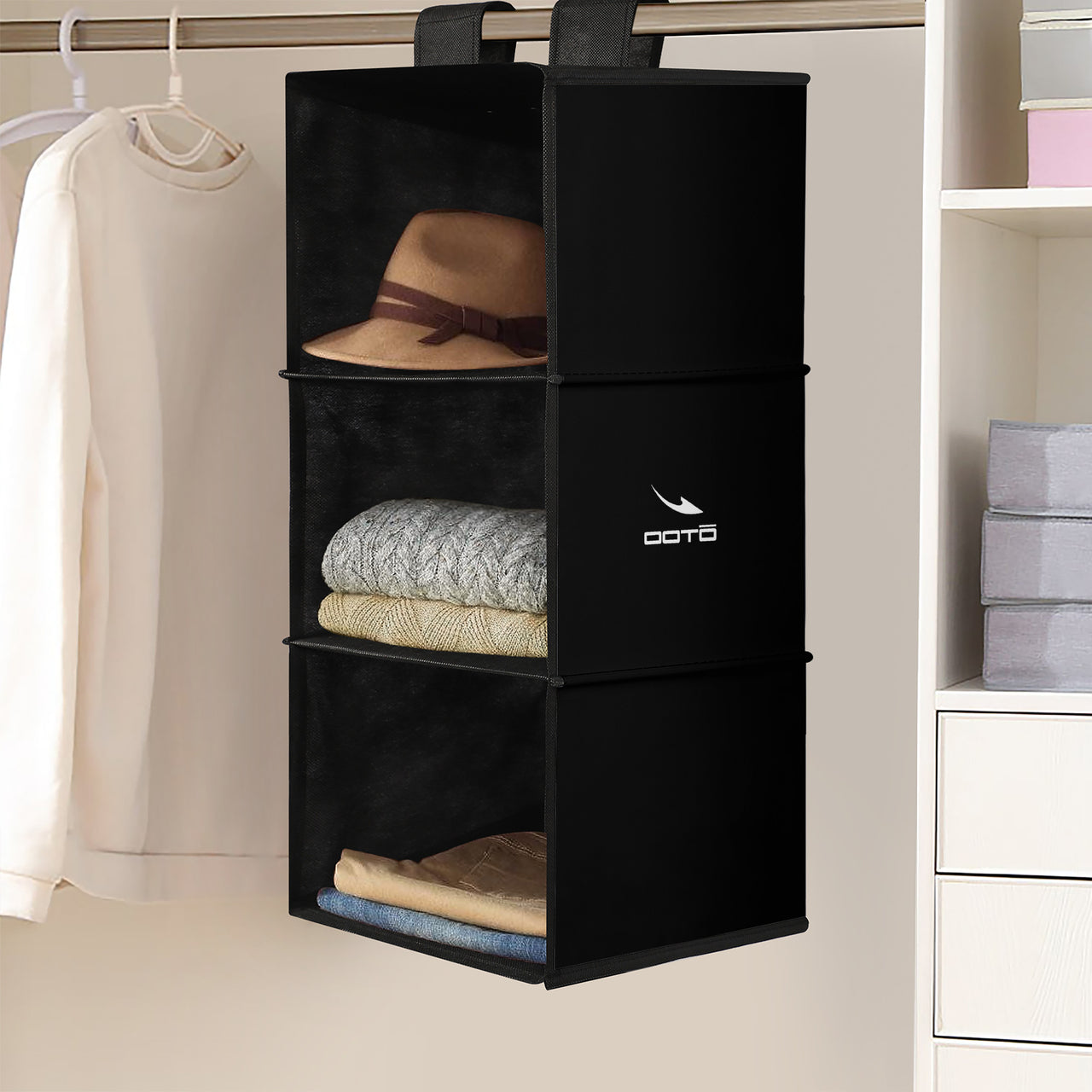 OOTO - DASH EN WHITE ON BLACK - Shelf Hanging Wardrobe -