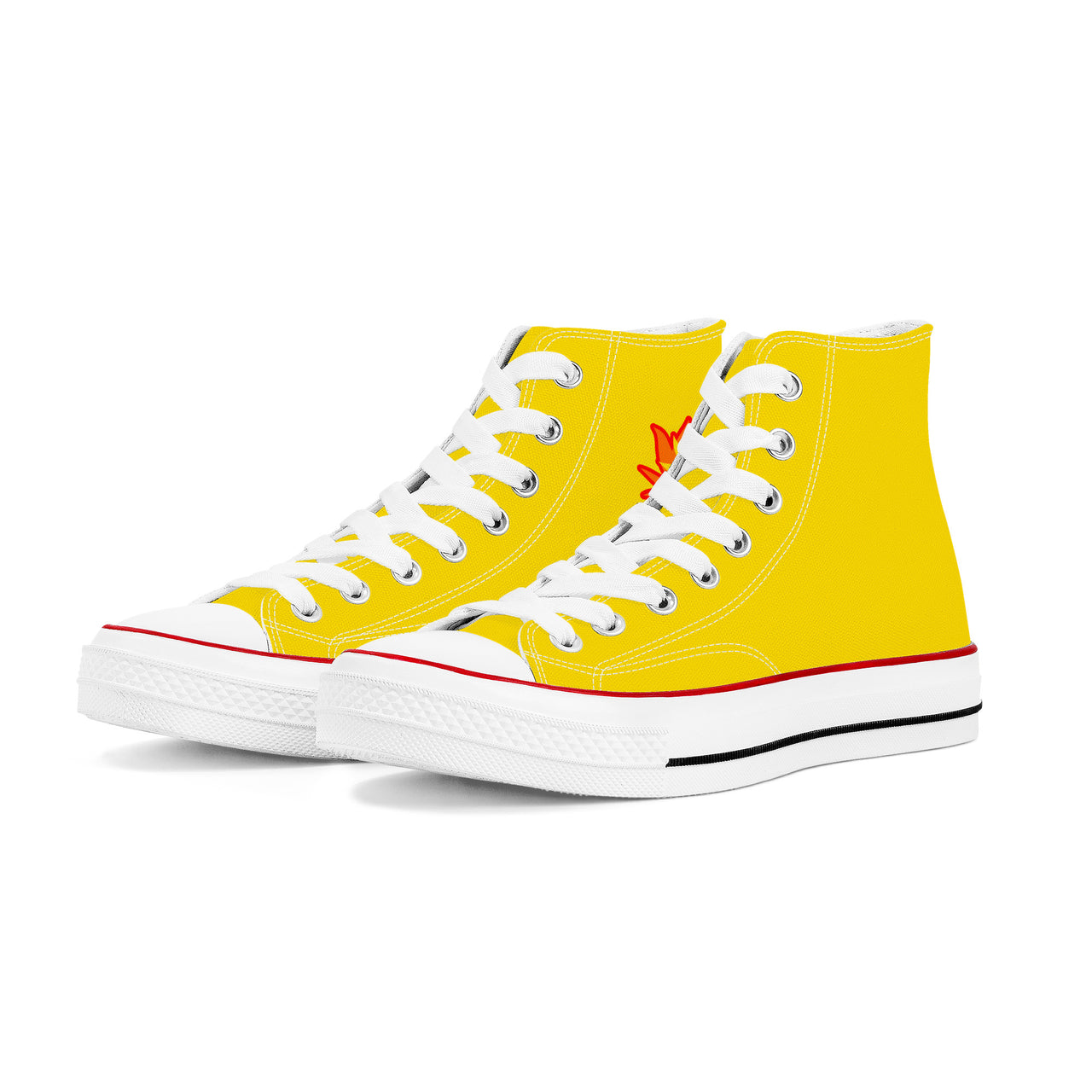 OOTO - High Top Canvas Shoes - CRAWLING SUN -YELLOW - White soles - 1 COLOR -