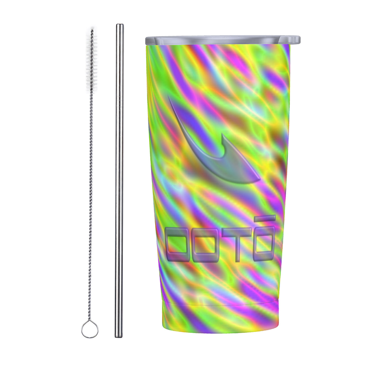 OOTO - XPARENT DASH EN PURPLE OVER NEON TIDE - HC_C81 20oz Stainless Steel Straw Lid Cup - 1 COLOR -