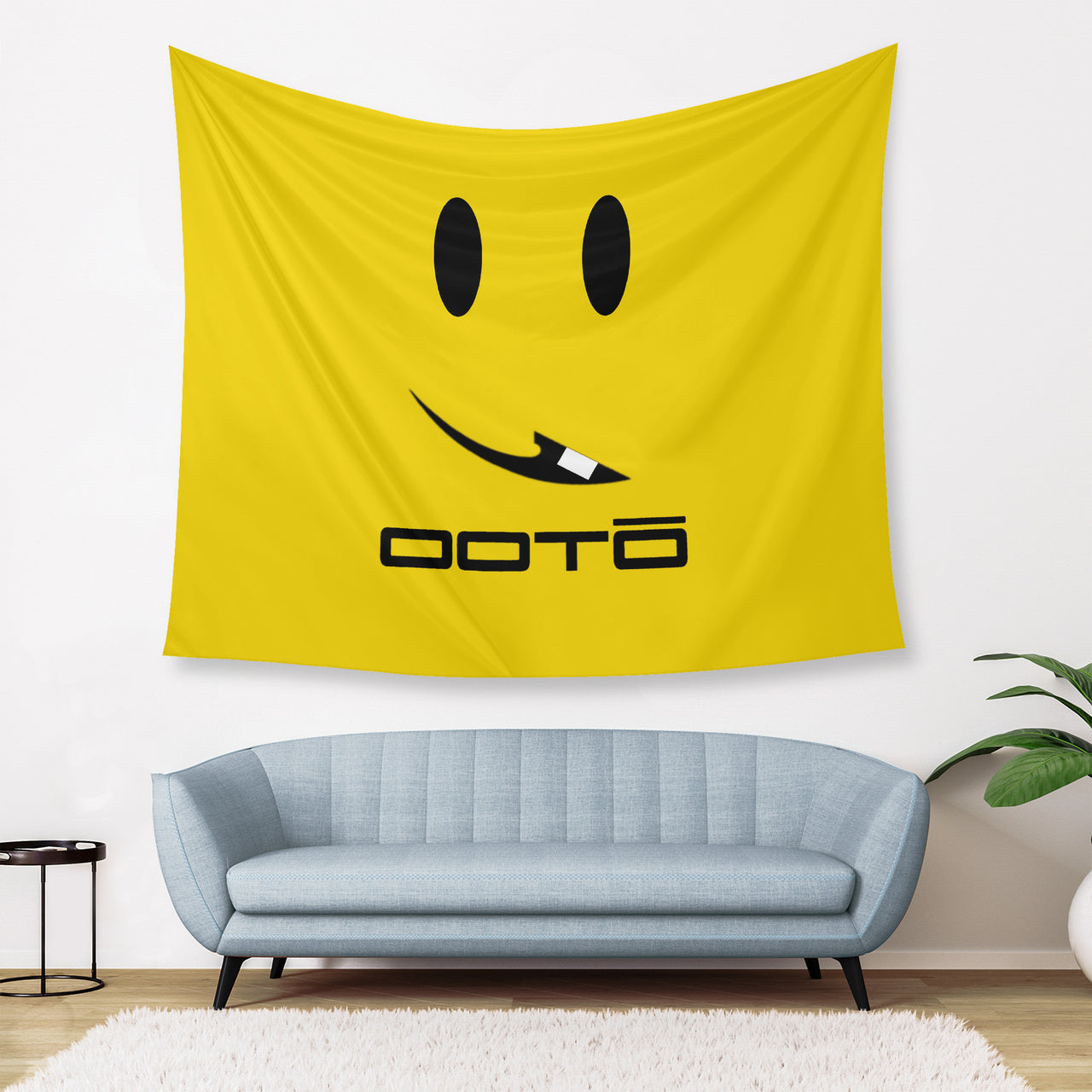 OOTO - SMOOTO EN BLACK (ON YELLOW) - Wall Tapestry - 3 SIZES -