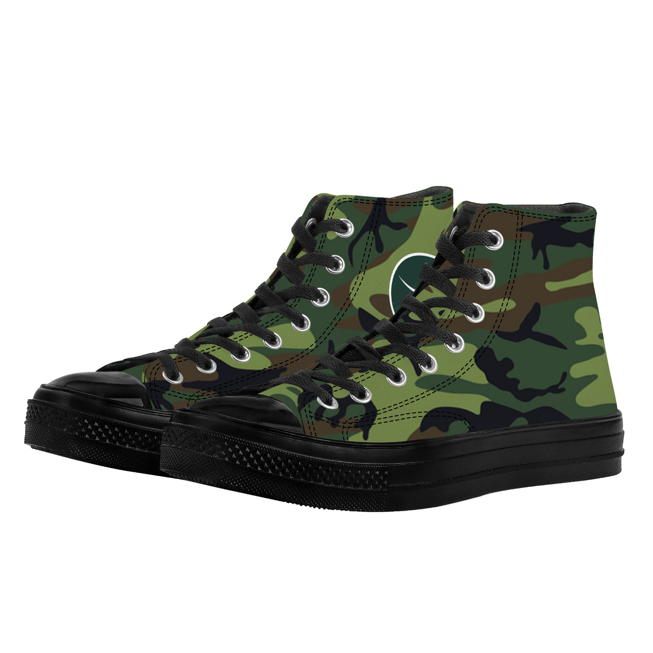 OOTO - CAMO W/ GN - SF_D71 High Top Canvas Shoes - Black soles - 1 COLOR -