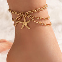 Thumbnail for Gold heart-shaped chain anklet tassel snake-shaped pendant three-layer anklet for women - K - 6 CHARMS -