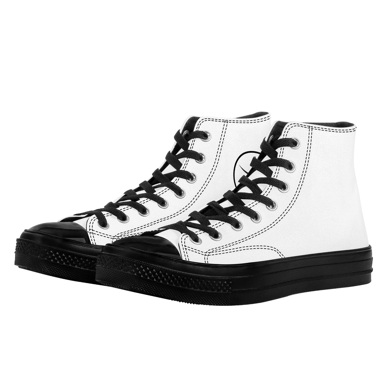 OOTO - High Top Canvas Shoes - CLASSIC B & W - Black soles - 1 COLOR -