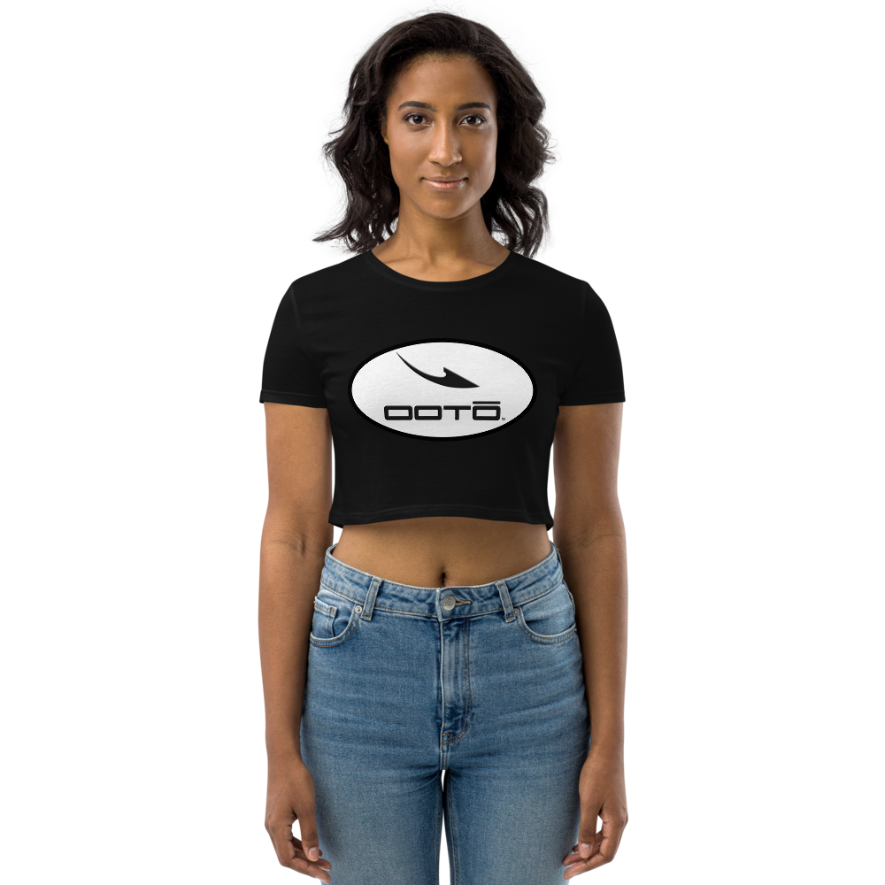 DASH EN BLACK - WHITE OVAL - Organic Crop Top - 2 COLORS -