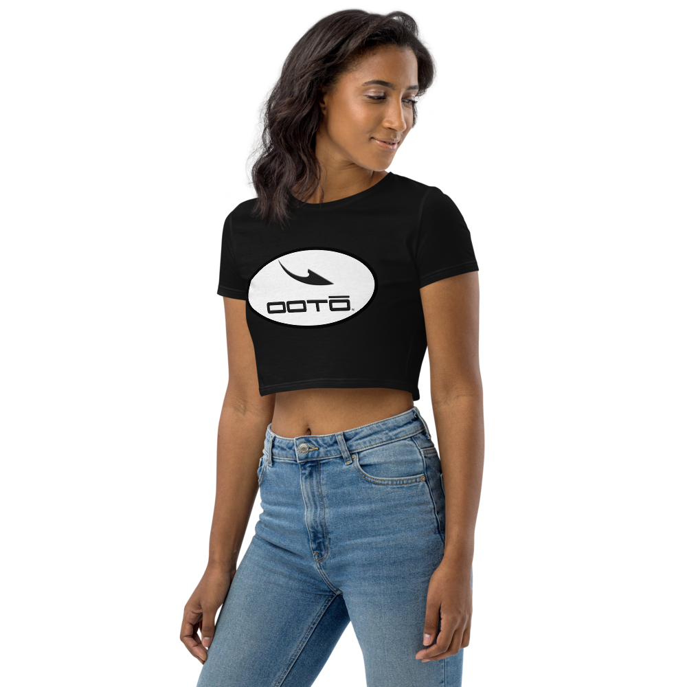 DASH EN BLACK - WHITE OVAL - Organic Crop Top - 2 COLORS -