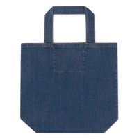 Thumbnail for OOTO - GLYPHIC EN WHITE - MAIZE DASH - Organic denim tote bag 1 SIDED -1 COLOR -