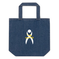 Thumbnail for OOTO - GLYPHIC EN WHITE - MAIZE DASH - Organic denim tote bag 1 SIDED -1 COLOR -