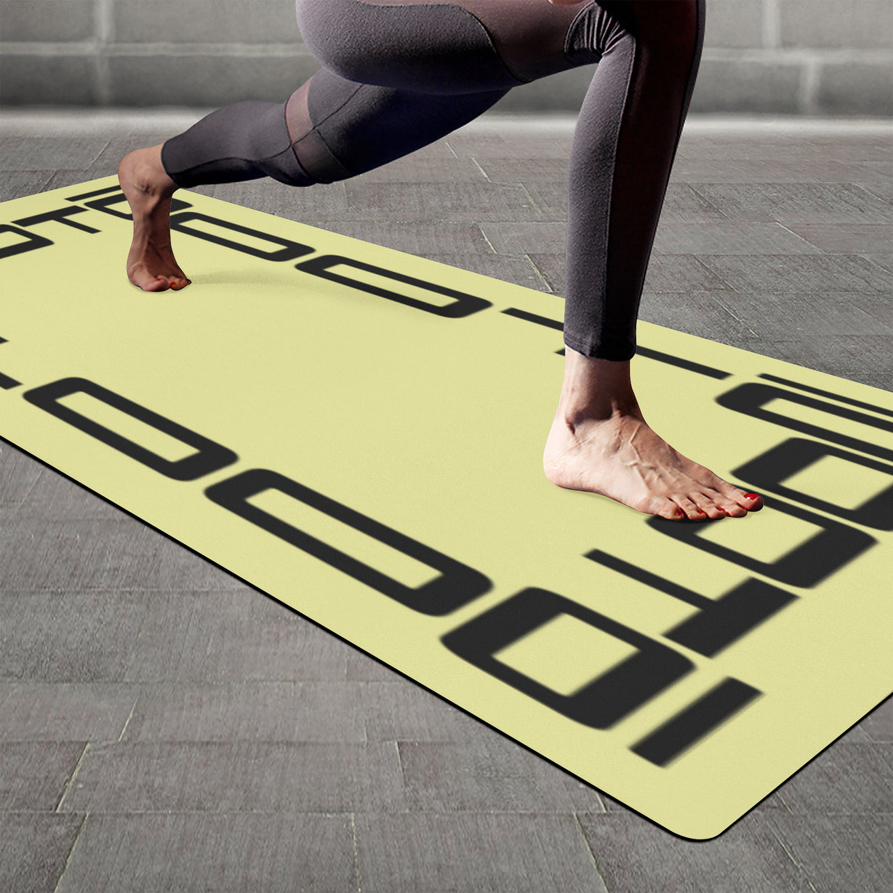 OOTO - Yoga Mat - Black frame on pale yellow