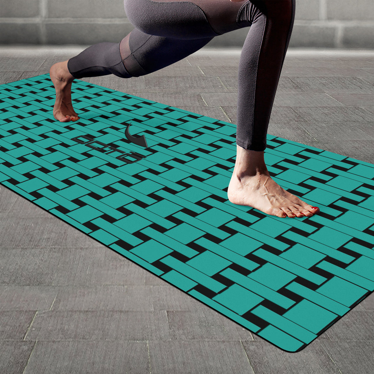 OOTO - Yoga Mat - Turquoise weave on Black -