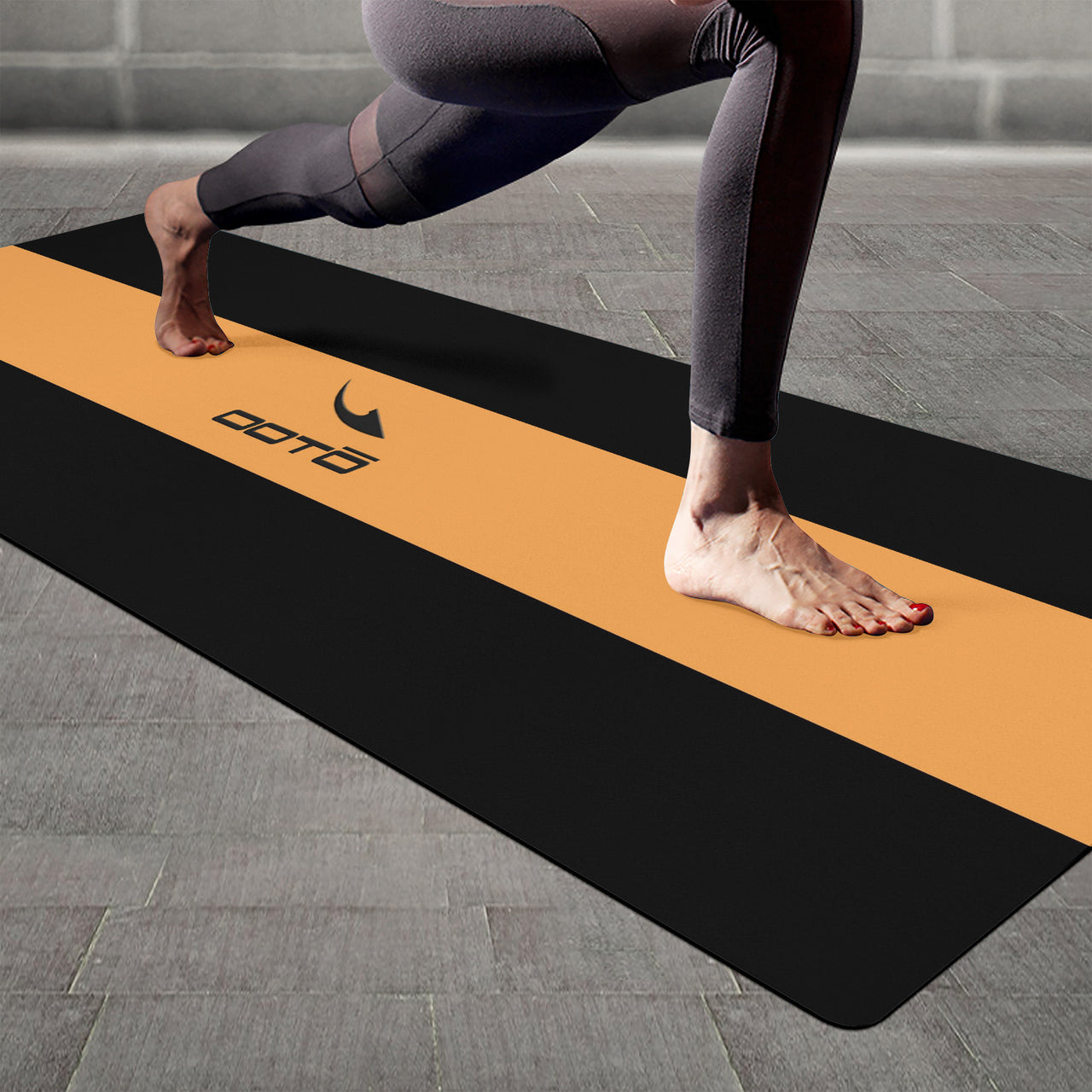 OOTO - Yoga Mat - Neon orange stripe -