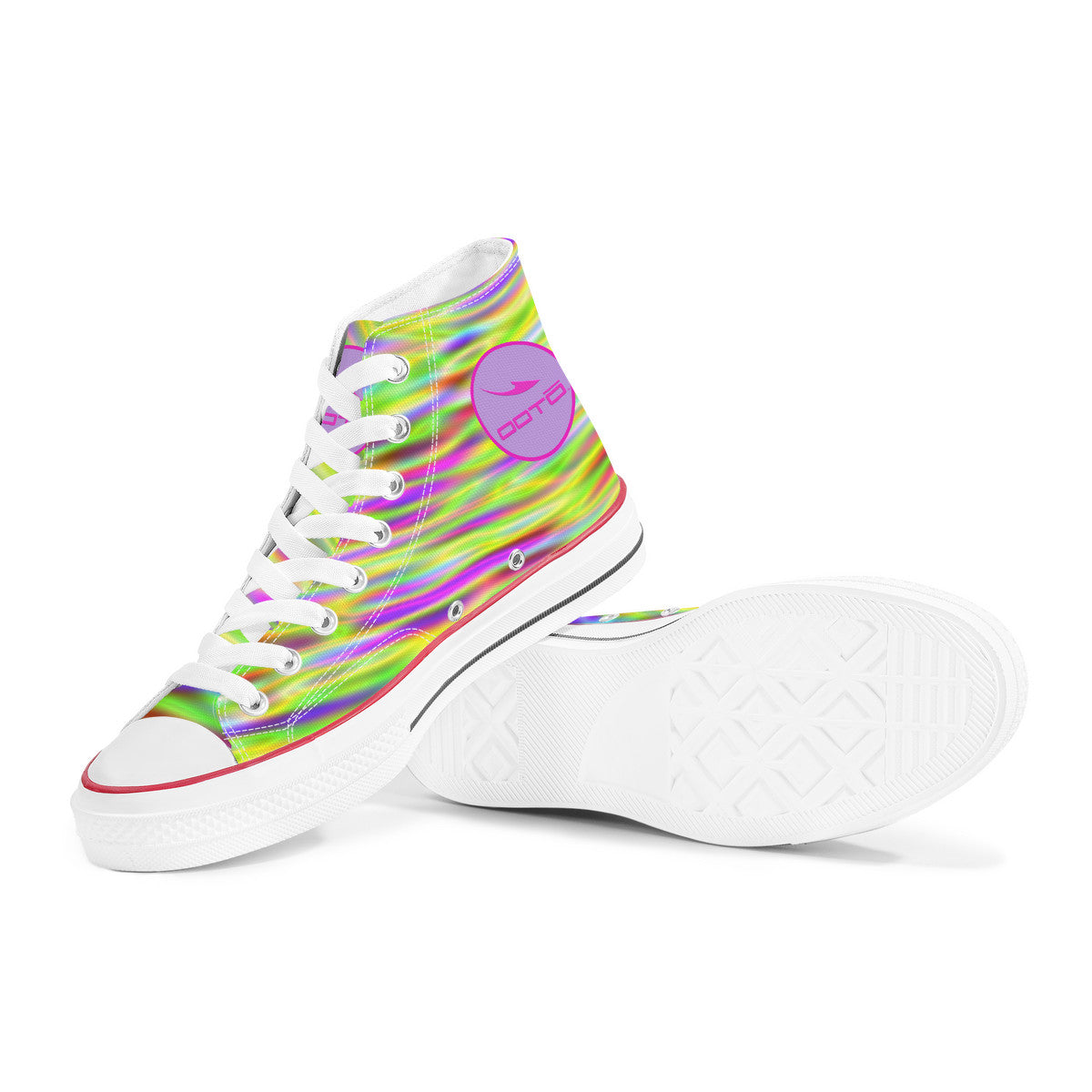 OOTO - High Top Canvas Shoes - NEON STREAM - White soles - 1 COLOR -