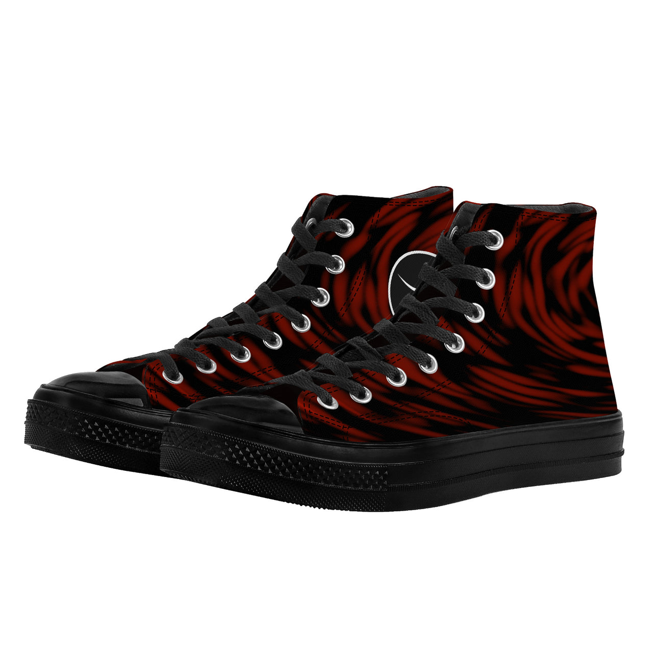 OOTO - A DARK RED EDDY - High Top Canvas Shoes  -  Black soles - 1 COLOR -