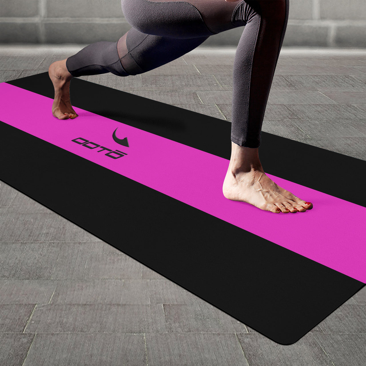 OOTO - Yoga Mat - Neon pink stripe -