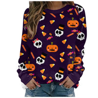 Thumbnail for Women's Halloween printed long-sleeved loose sweatshirt  - K - 10 PATTERNS - CHECK US OUT! -