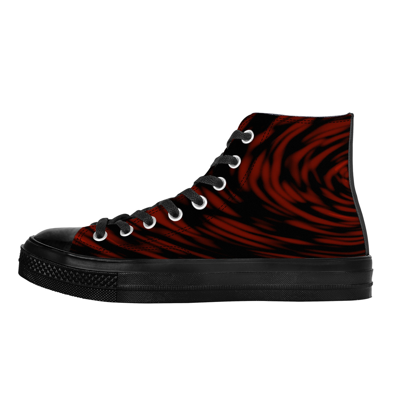 OOTO - A DARK RED EDDY - High Top Canvas Shoes  -  Black soles - 1 COLOR -