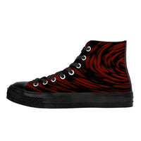 Thumbnail for OOTO - A DARK RED EDDY - High Top Canvas Shoes  -  Black soles - 1 COLOR -