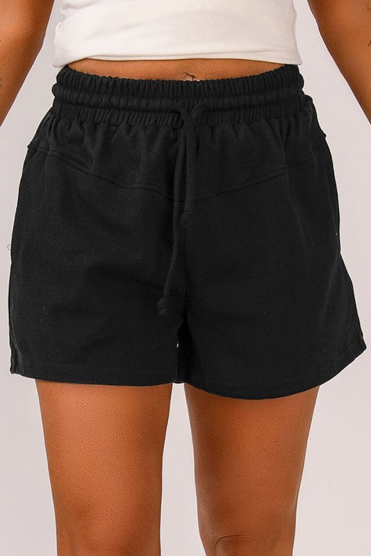 Lace-Up Casual Pocket Solid Color Shorts Ladies Sweat Shorts - K - 7 COLORS -