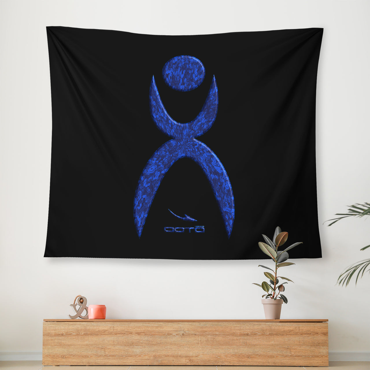 OOTO - GLYPHIC EN DEEP BLUE - D34 Wall Tapestry - 3 SIZES -