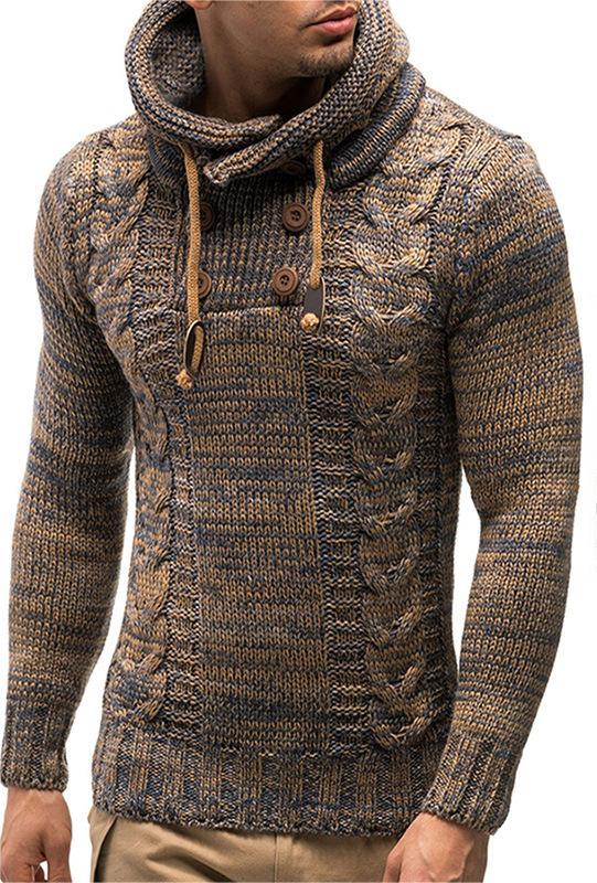 Men's casual pullover warm long sleeve sweater - K - 4 COLORS -