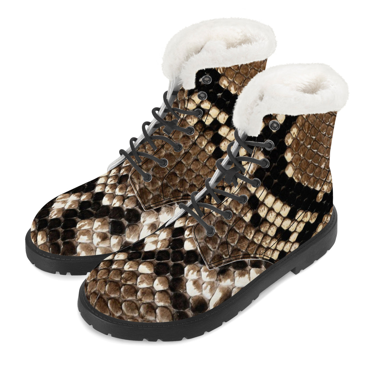 OOTO - SNAKE SKIN (PRINT) - SF_D86 Faux Fur Synthetic Leather Boots -