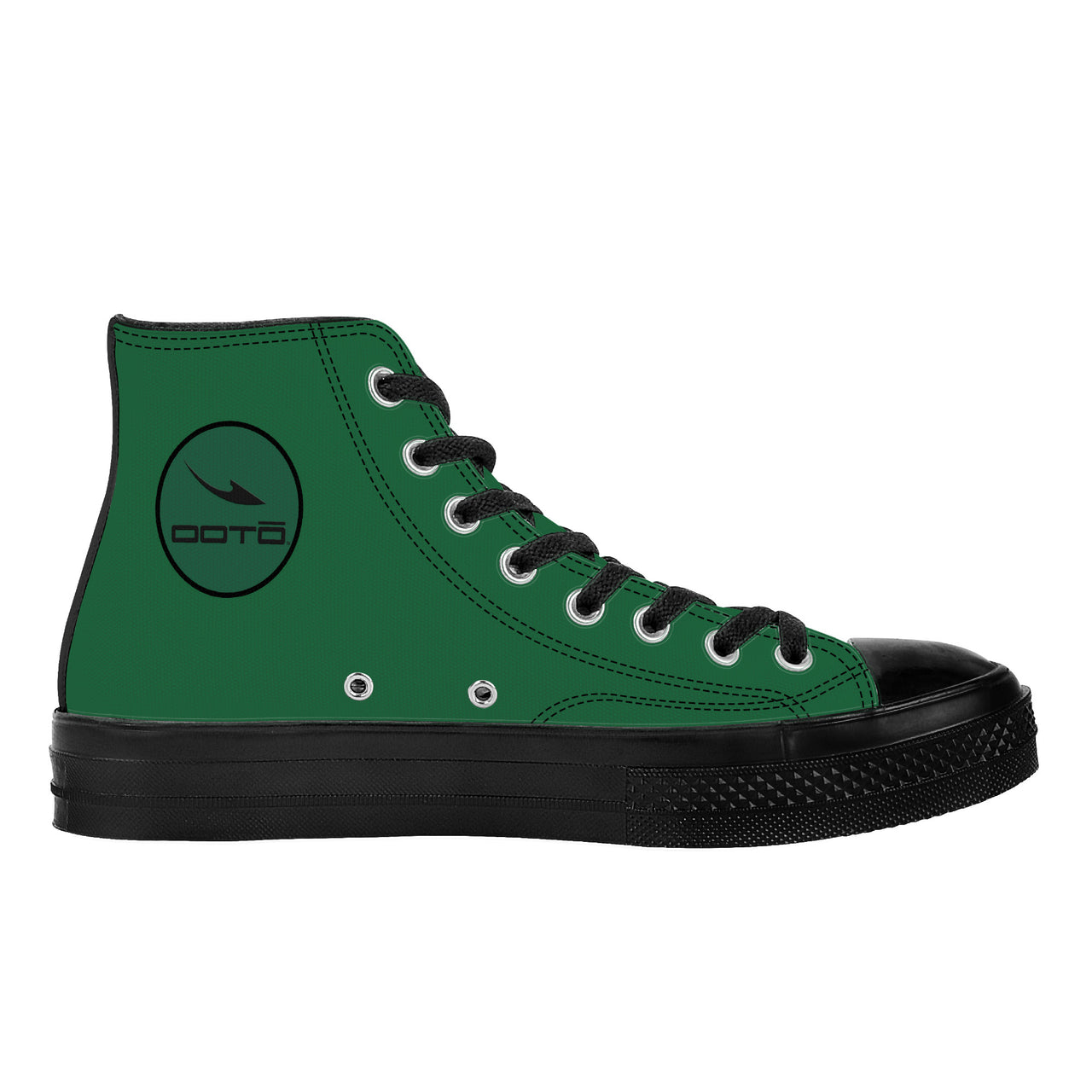 OOTO - High Top Canvas Shoes - BIG GREEN - Black soles - 1 COLOR -