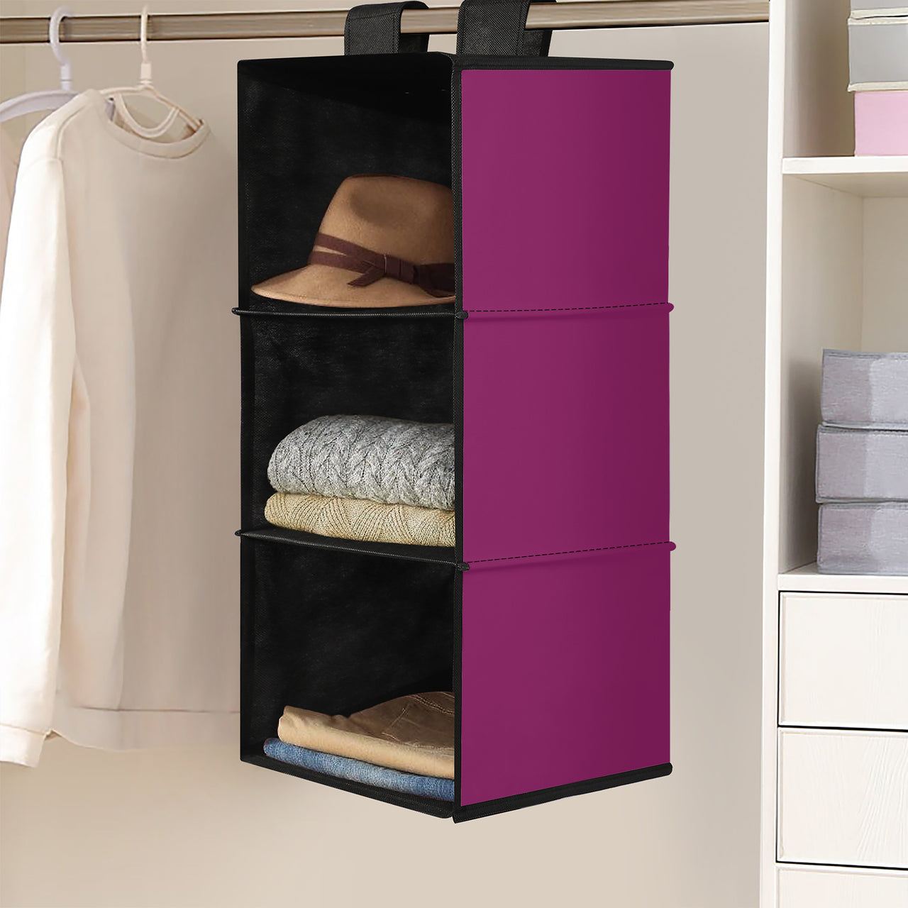 OOTO - ROSE PURPLE - MB 3 Shelf Hanging Wardrobe -