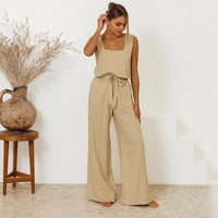 Thumbnail for New Ladies Vest Sleeveless Trousers Loose Suit Fashion Set - 2 PCS. - K - 3 COLORS -