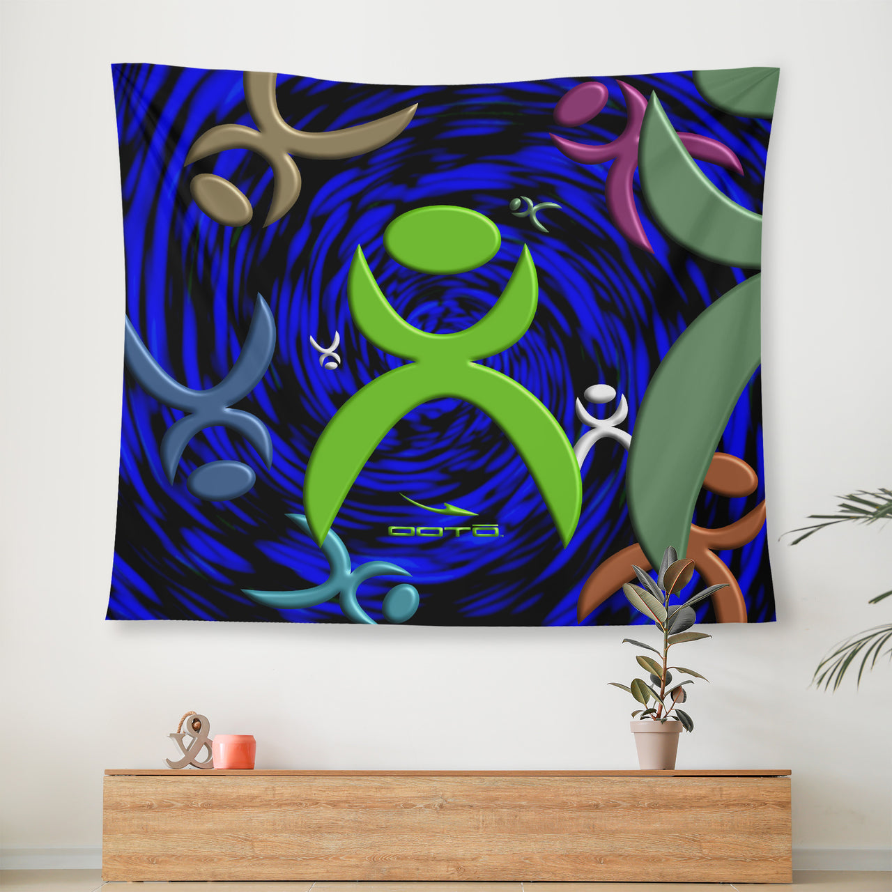 OOTO - GLYPHIC EN DIMENSIONAL GRASP - D34 Wall Tapestry - 3 SIZES -