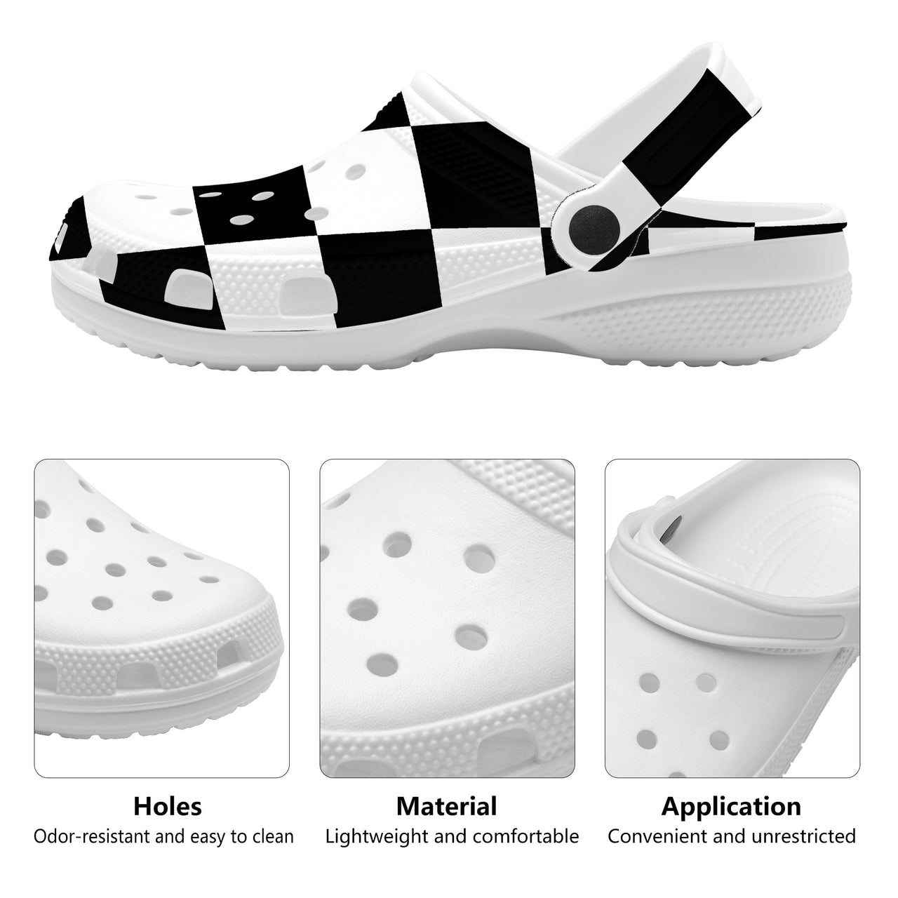 OOTO - CHECKERED - SF_S48_WITH (OPTIONAL) PIVOTING HEEL STRAP - Crocs Clogs -