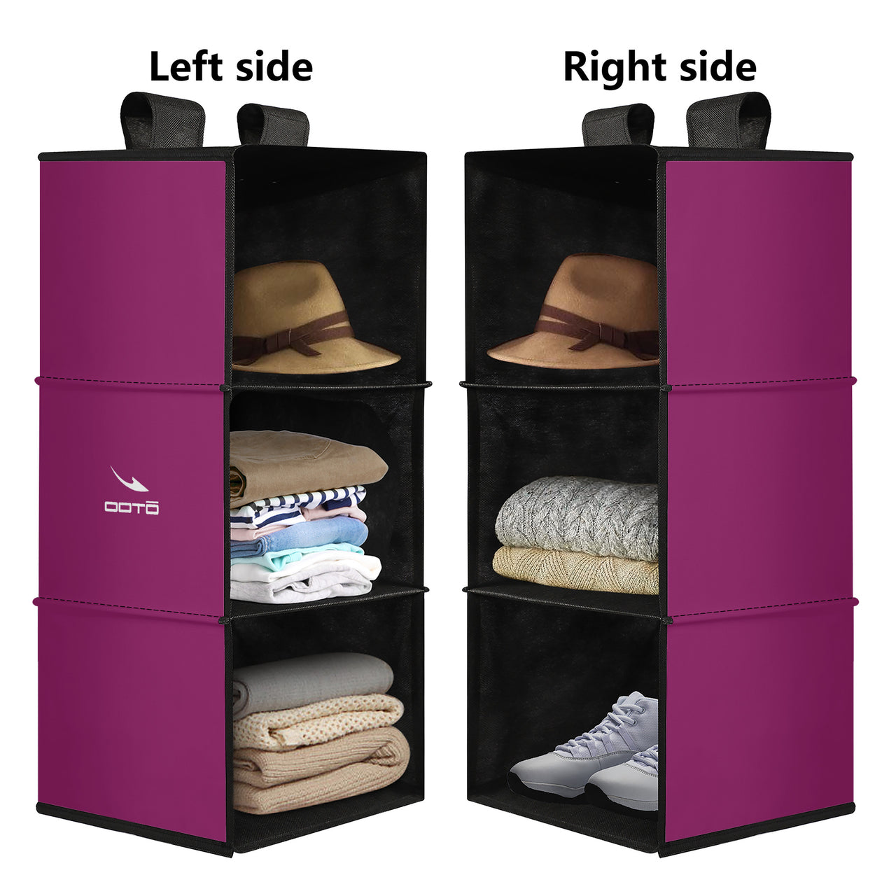 OOTO - ROSE PURPLE - MB 3 Shelf Hanging Wardrobe -