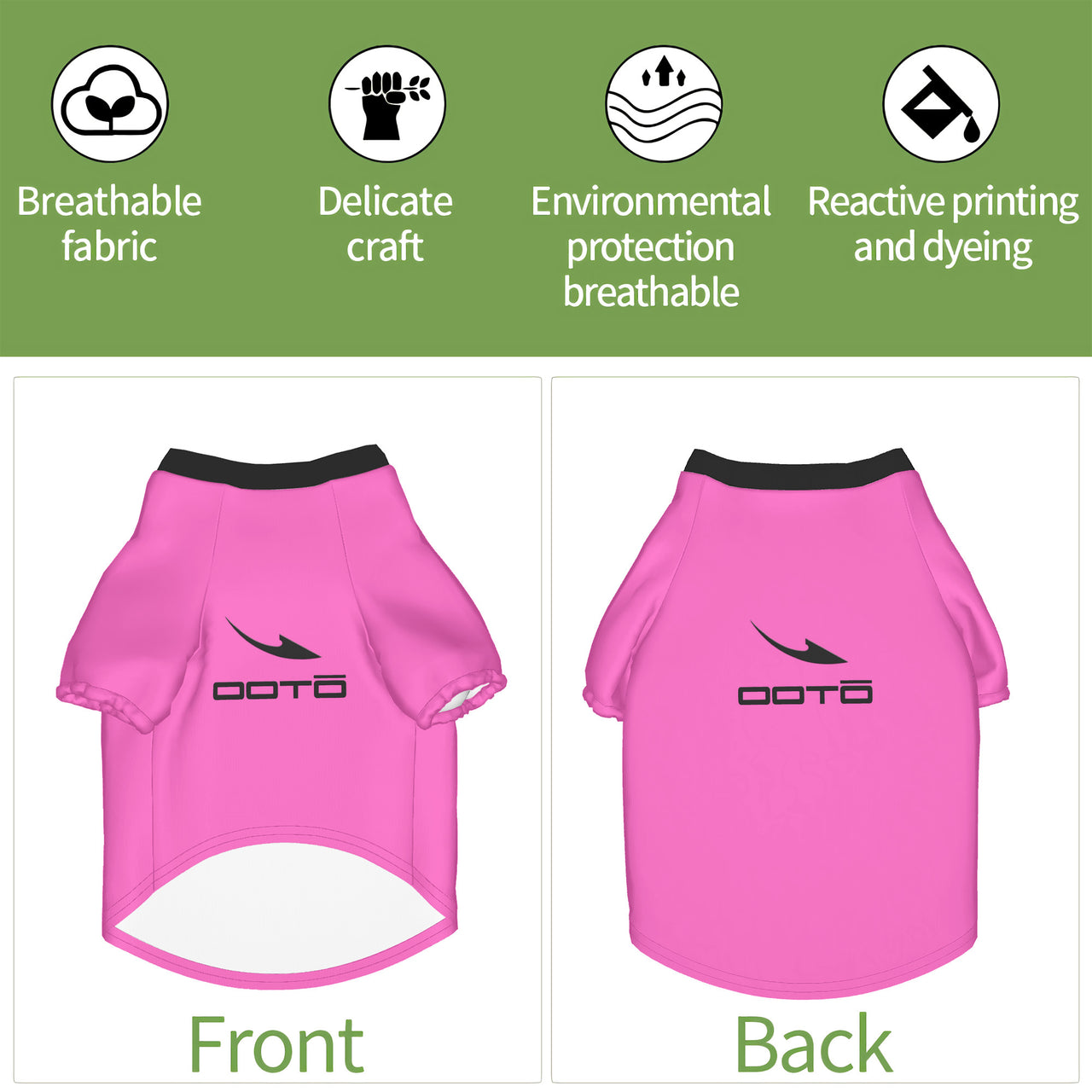 OOTO - DASH EN BLACK ON PINK - HC_C21 Small Pet Pullover Sweater Pet Clothing - 6 SIZES -